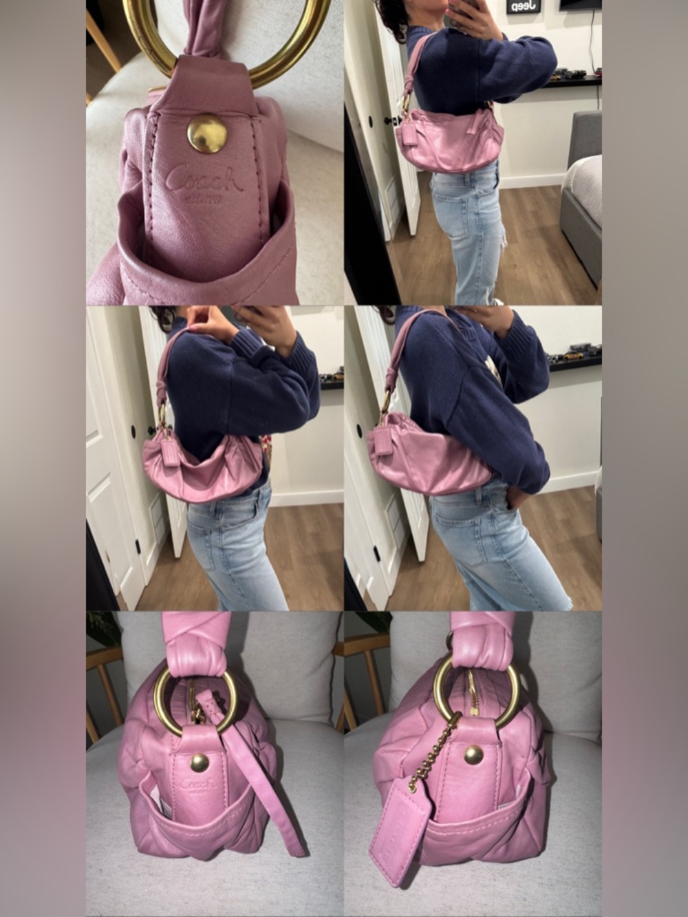 Coach Parker VTG Barbie Pink Shoulder Y2K Leather Shoulder HandBag Purse #13442 - Picture 13 of 17